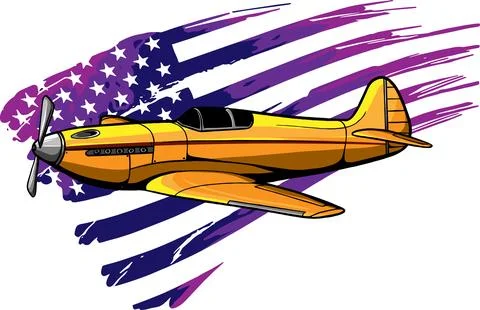 Vector illustration of old fighter plane design Stock Illustration