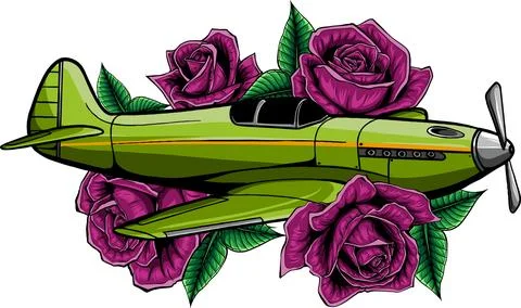 Vector illustration of old fighter plane design Illustrazione stock