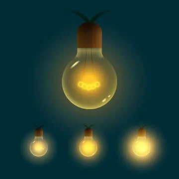 Vector illustration of old lightbulb collection. Illustrazione stock