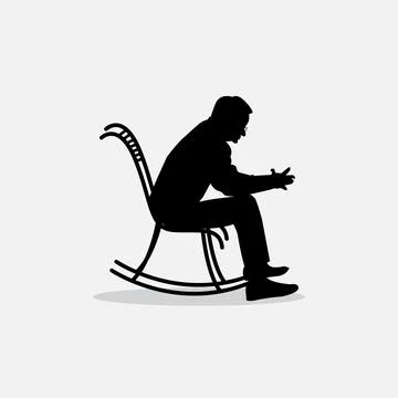 Vector illustration Old man sitting in rocking chair. Stock Illustration