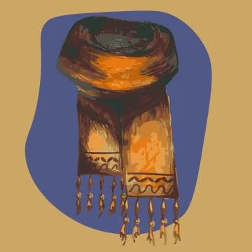 Vector illustration of an old scarf on a blue background Ilustración de archivo