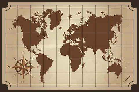 Vector illustration of old world map. Isolated. Stock Illustration