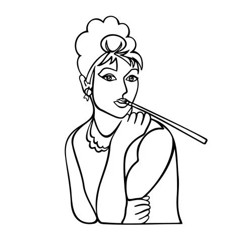 Vector illustration, one line portrait of Audrey Hepburn, a portrait of the m Stock Illustration