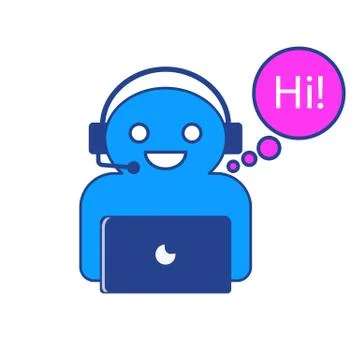 The vector illustration of online chatbot character who is saying hi. Stock Illustration