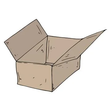 Vector illustration of a open cardboard box. Packing box. Hand drawn box. Stock Illustration