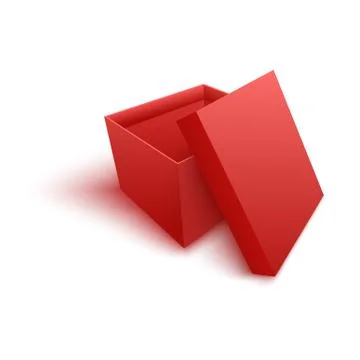 Vector illustration of open empty red paper box in realistic 3d style. イラスト素材