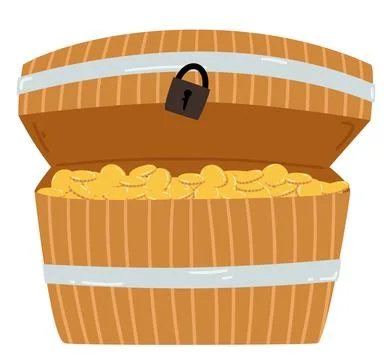 Vector illustration of open treasure chest. Pirate booty. Pirate concept ve.. Stock Illustration