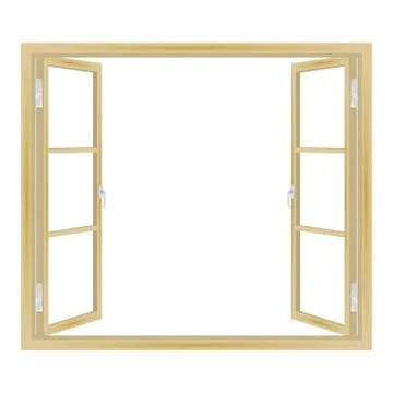 Vector illustration of open wooden window Stock Illustration