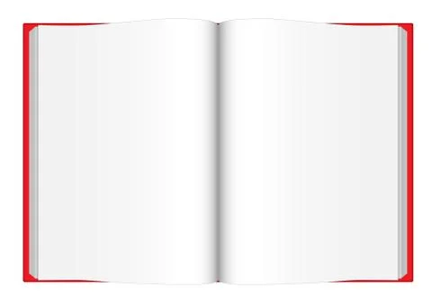 Vector illustration of opened blank book with red cover viewed from top iso.. Stock Illustration