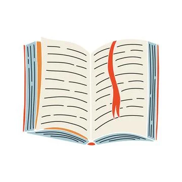 Vector illustration of opened book with bookmark. Illustrazione stock