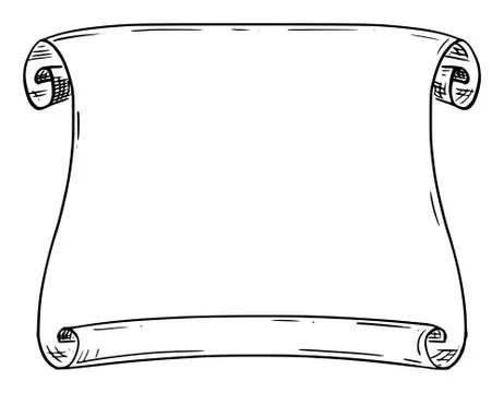 Vector Illustration or Drawing of Old Antique Empty Scroll or Parchment or Sheet Stock Illustration
