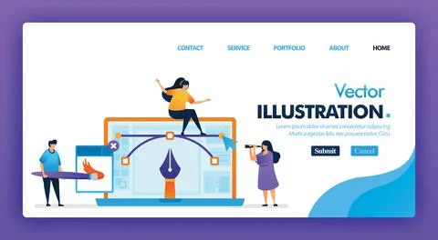 Vector illustration or graphic designer concept design for landing pages. fla Stock Illustration