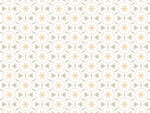 Vector Illustration of Orange and Green Abstract Mandala or Ikat Texture Seam Stock Illustration