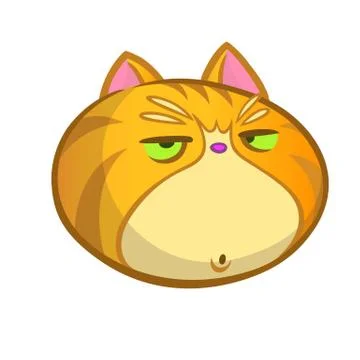 Vector illustration of orange cat head cartoon style. Grumpy cat cartoon icon Illustrazione stock