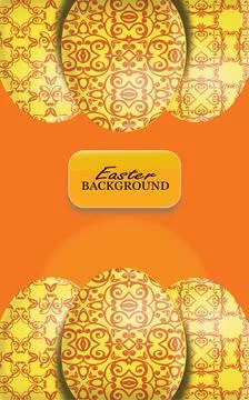 Vector illustration of an orange Easter background with eggs Stock Illustration