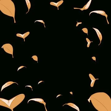 A vector illustration of orange leaves flying against a dark background Stock Illustration