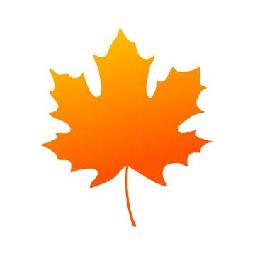 Vector illustration of orange maple leaf silhouette. Stock Illustration