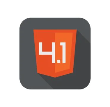 Vector illustration of orange shield with old html four point one sign, isolated Stock Illustration