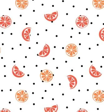 Vector illustration of  Orange slices with dot seamless Illustrazione stock