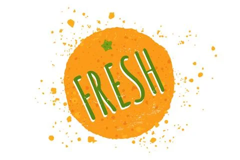 Vector illustration of orange with text of fresh. Illustrazione stock