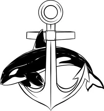 Vector illustration of Orca Logo Monochrome Killer Whale Design Ilustración de archivo