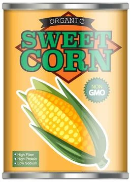 Vector Illustration of Organic Sweet Corn Canned Food Packaging Stock Illustration