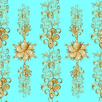 Vector illustration. Oriental style arabesques. Vector golden pattern. Blue, yel Stockillustratie