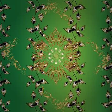 Vector illustration. Oriental vector classic gray, green and yellow and golden p Stockillustratie
