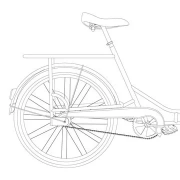 Vector illustration of the outline of the back of a bicycle from black lines Stock Illustration