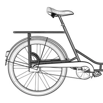 Vector illustration of the outline of the back of a bicycle from black lines Stock Illustration