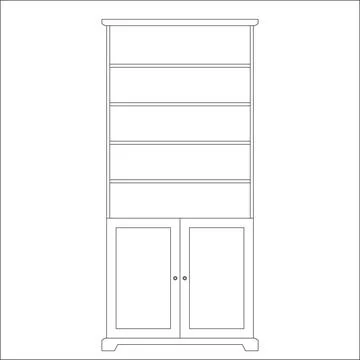 Vector illustration. Outline of a bookcase in the interior of a house or Stock Illustration