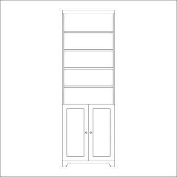 Vector illustration. Outline of a bookcase in the interior of a house or Stock Illustration