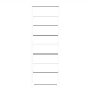 Vector illustration. Outline of a bookcase in the interior of a house or Stock Illustration