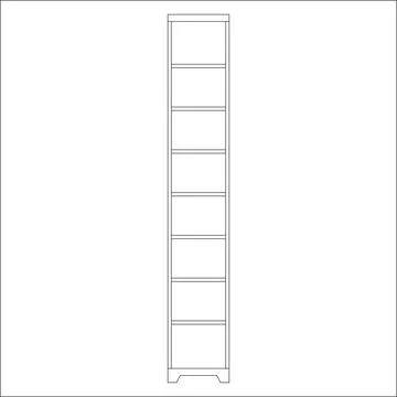 Vector illustration. Outline of a bookcase in the interior of a house or Stock Illustration