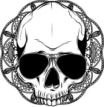 Vector illustration of outline human skull design Illustrazione stock