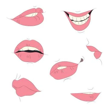 Vector illustration of the outline of the lips drawing colored Stock Illustration