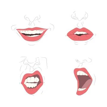 Vector illustration of the outline of the lips drawing colored Illustrazione stock