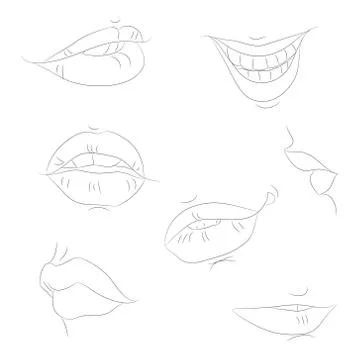 Vector illustration of the outline of the lips line drawing Stock-Illustration