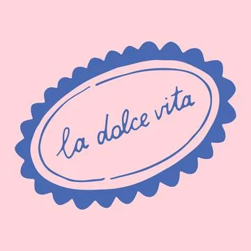 Vector illustration of an oval decorative plate with hand written Italian text Stock Illustration