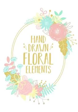 Vector illustration of an oval frame, decorated with floral motifs for decora Stock Illustration