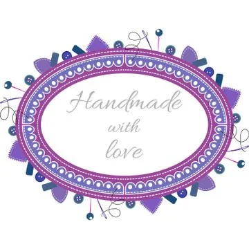 Vector illustration a oval frame from objects and materials for courses of se Stock Illustration