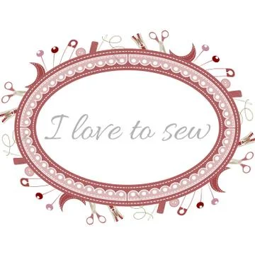 Vector illustration a oval frame from objects and materials for courses of se Stock Illustration