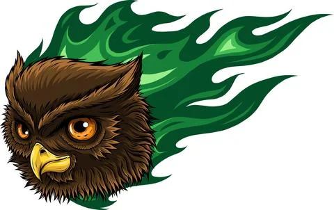 Vector illustration of owl head with flames 스톡 일러스트