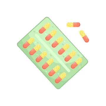 Vector illustration of a package with tablets. Medication. Stock Illustration