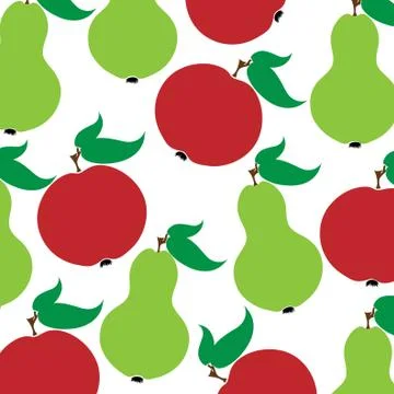 Vector illustration of painted apples and pears on white background. Symbol o Stock Illustration