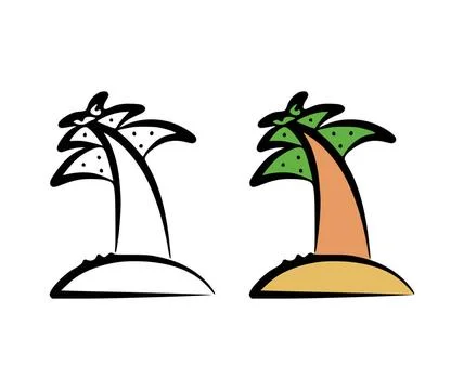  Vector illustration of a palm tree in a hand drawn style on a white backg... Stock Photos