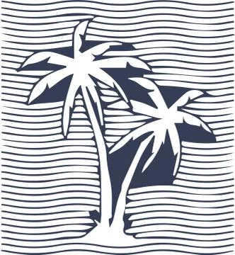 Vector illustration of palm trees in the beach Stock-Illustration