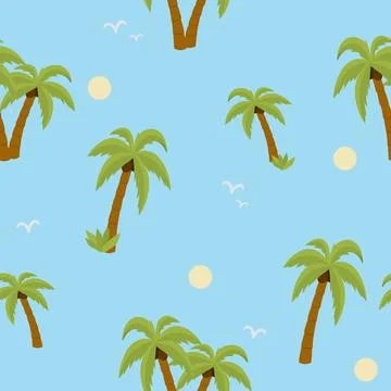 Vector illustration with palm trees. Seamless vector pattern with tropical pa Illustrazione stock