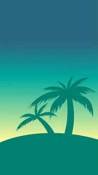Vector illustration with palms trees at sunset. Miami vibes. Colorful illustrati Stock Illustration
