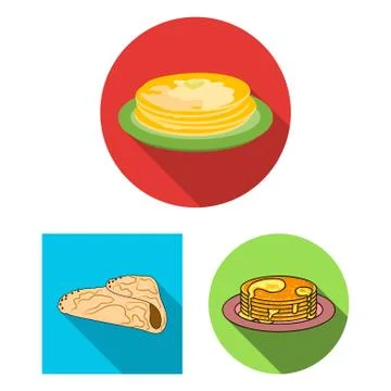 Vector illustration of pancake and stack symbol. Collection of pancake and syrup Stock Illustration